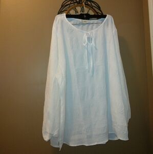 Grand & Greene sheer balloon sleeve pullover liteweight blouse